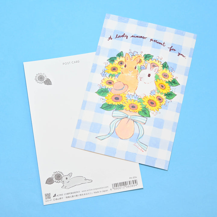 Gingham Bunny Bouquet Postcard