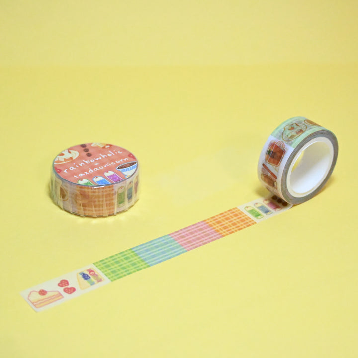 (MT058) Cinta adhesiva washi original de Rainbowholic x Tazdaunicorn Kissaten