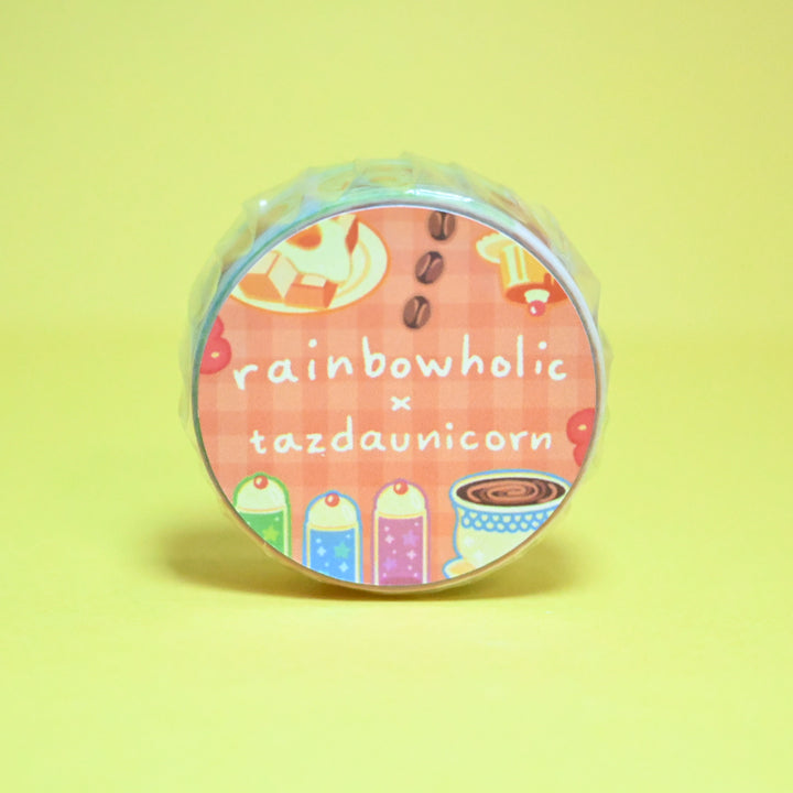 (MT058) Cinta adhesiva washi original de Rainbowholic x Tazdaunicorn Kissaten