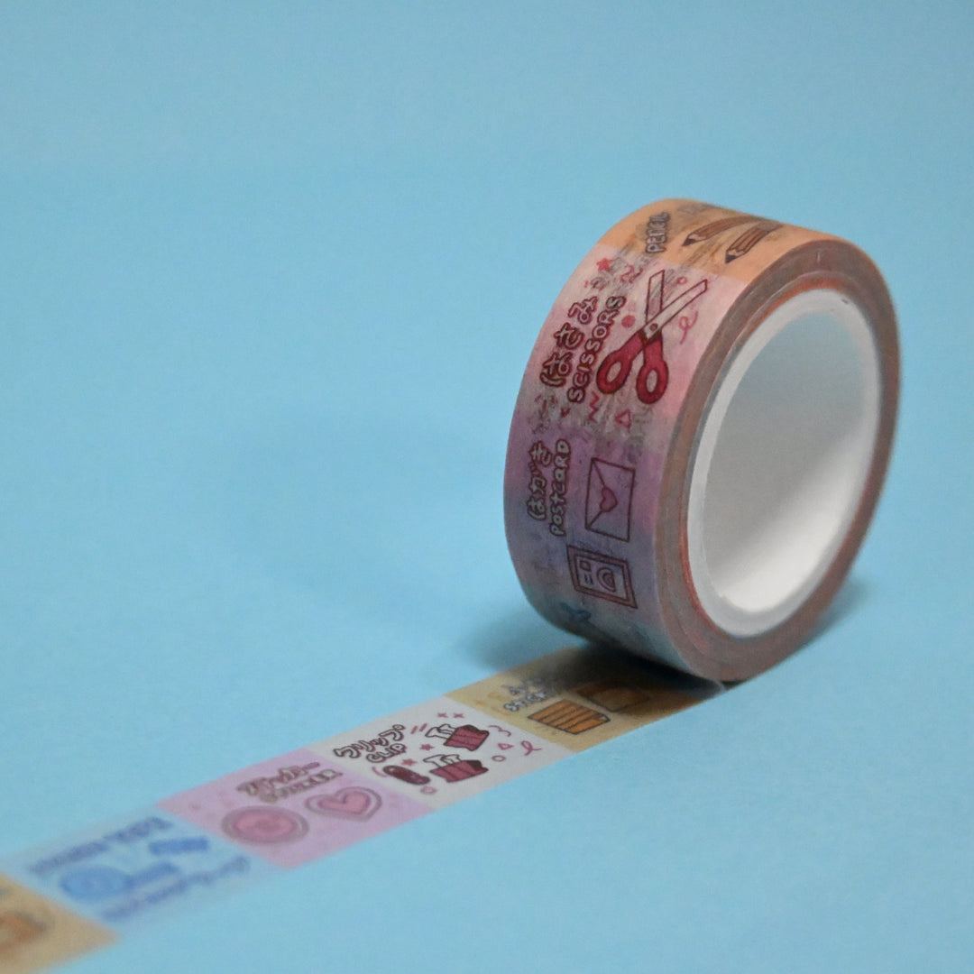 (MT053) Cinta adhesiva washi con palabras de papelería original de Rainbowholic x Tazdaunicorn