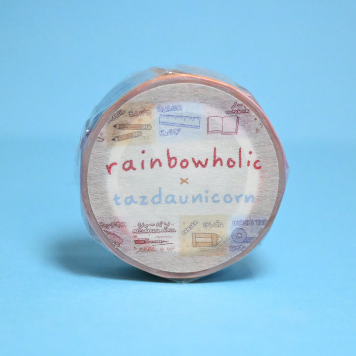 (MT053) Cinta adhesiva washi con palabras de papelería original de Rainbowholic x Tazdaunicorn