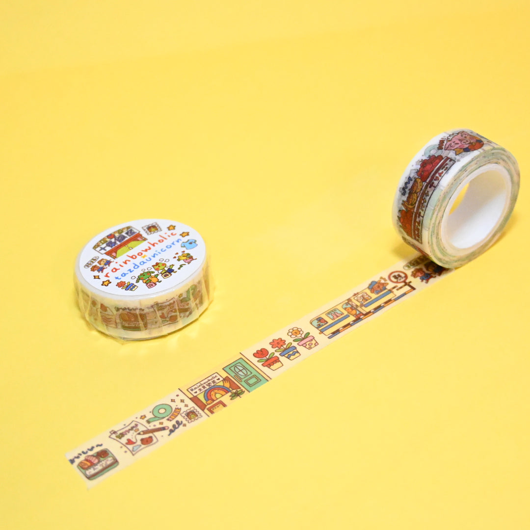 (MT067) Cinta washi original de Rainbowholic x Tazdaunicorn Jujo Ginza Shotengai