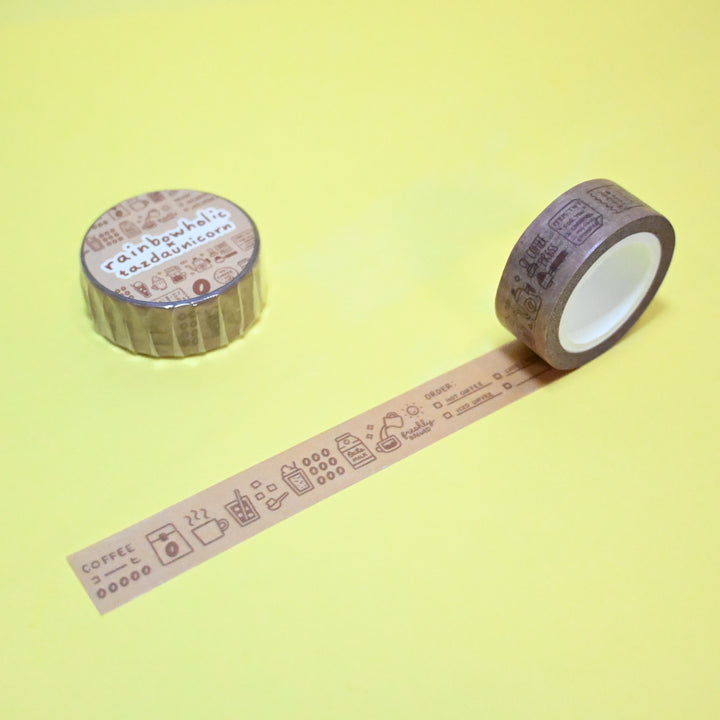 (MT114) Original Rainbowholic x Tazdaunicorn Coffee Is Life Washi Tape