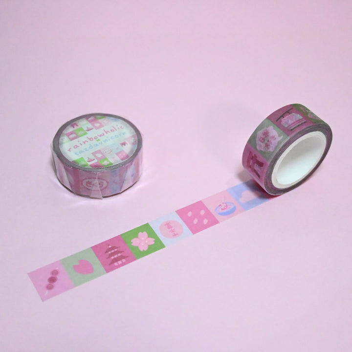 (MT092) Ruban Washi original Rainbowholic x Tazdaunicorn Sakura et Mt. Fuji