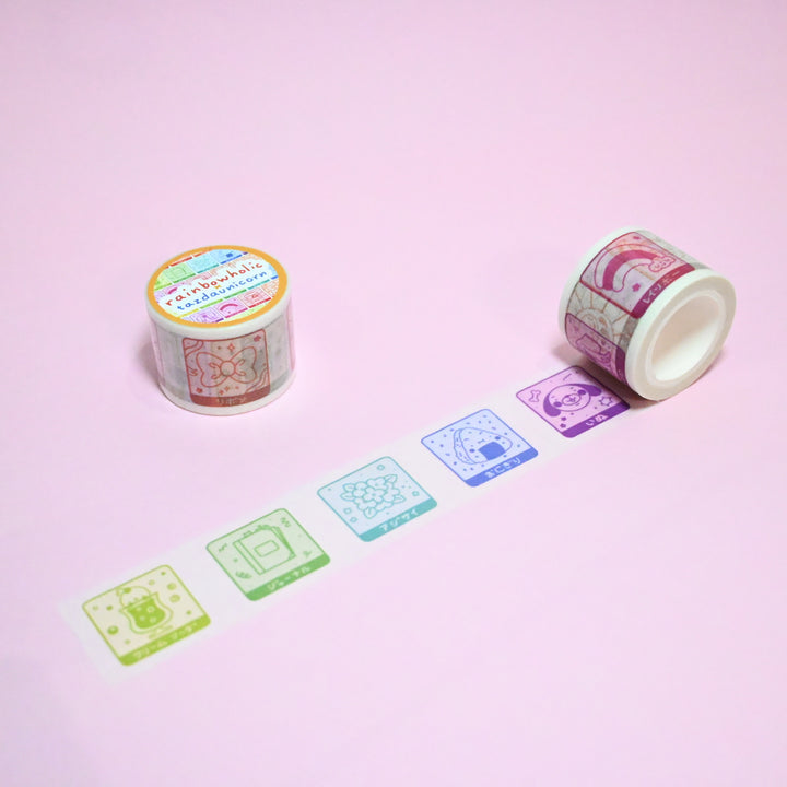 (MT141) Rainbowholic x Tazdaunicorn RB Stamp Rally S2 Easy Cut Washi Tape