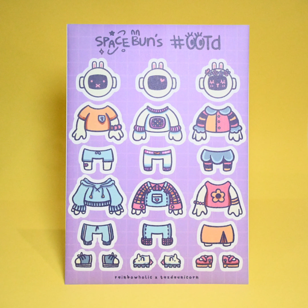 (ST021) Original Rainbowholic x Tazdaunicorn "Space Bun Galaxy" Sticker Set (2 sheets)
