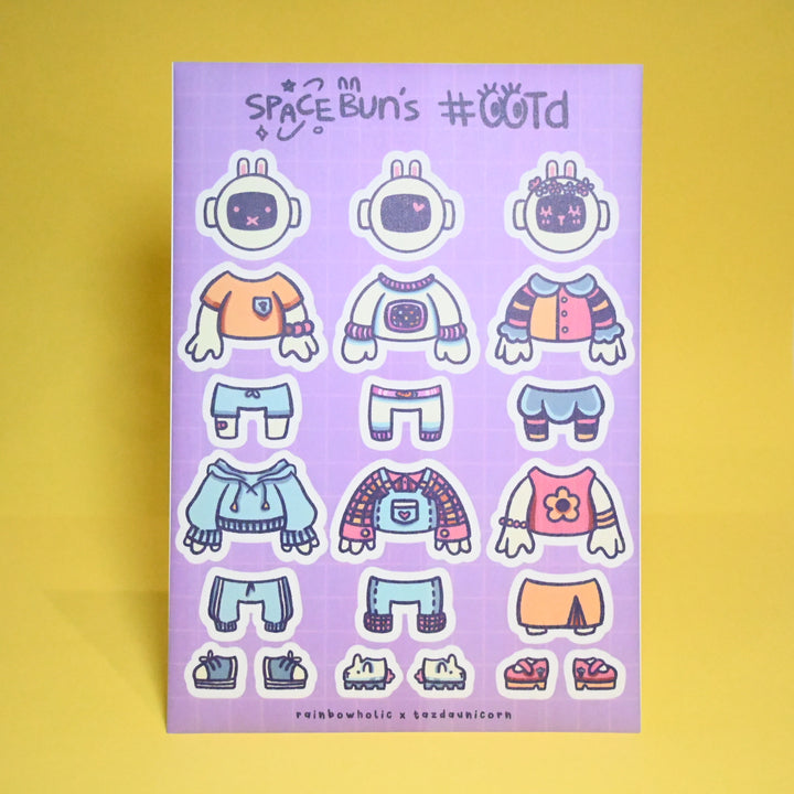 (ST021) Original Rainbowholic x Tazdaunicorn "Space Bun Galaxy" Sticker Set (2 sheets)