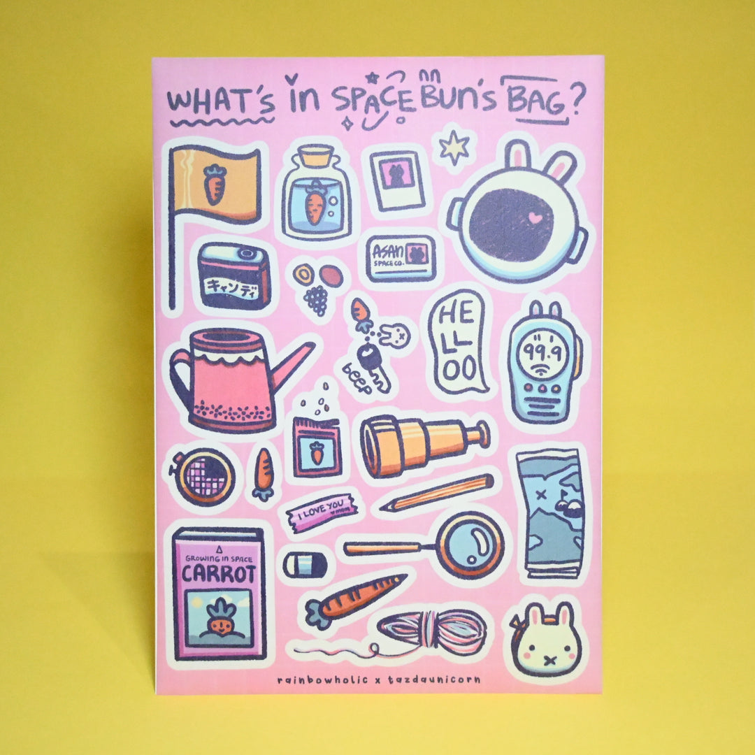 (ST021) Original Rainbowholic x Tazdaunicorn "Space Bun Galaxy" Sticker Set (2 sheets)