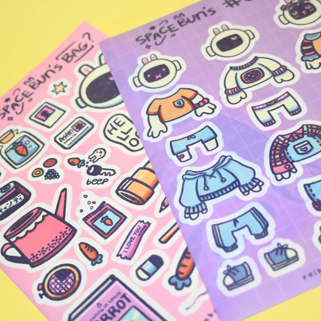 (ST021) Original Rainbowholic x Tazdaunicorn "Space Bun Galaxy" Sticker Set (2 sheets)