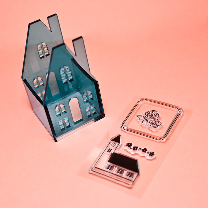 Komamono Lab Townscape Acrylic Stamp MEDIUM Teal