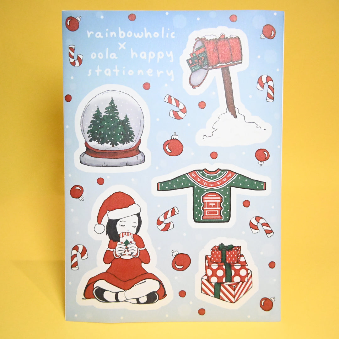 (ST016) Juego de pegatinas originales "Holiday Journaling" de la colaboración Rainbowholic x Oola Happy Stationery (2 hojas)