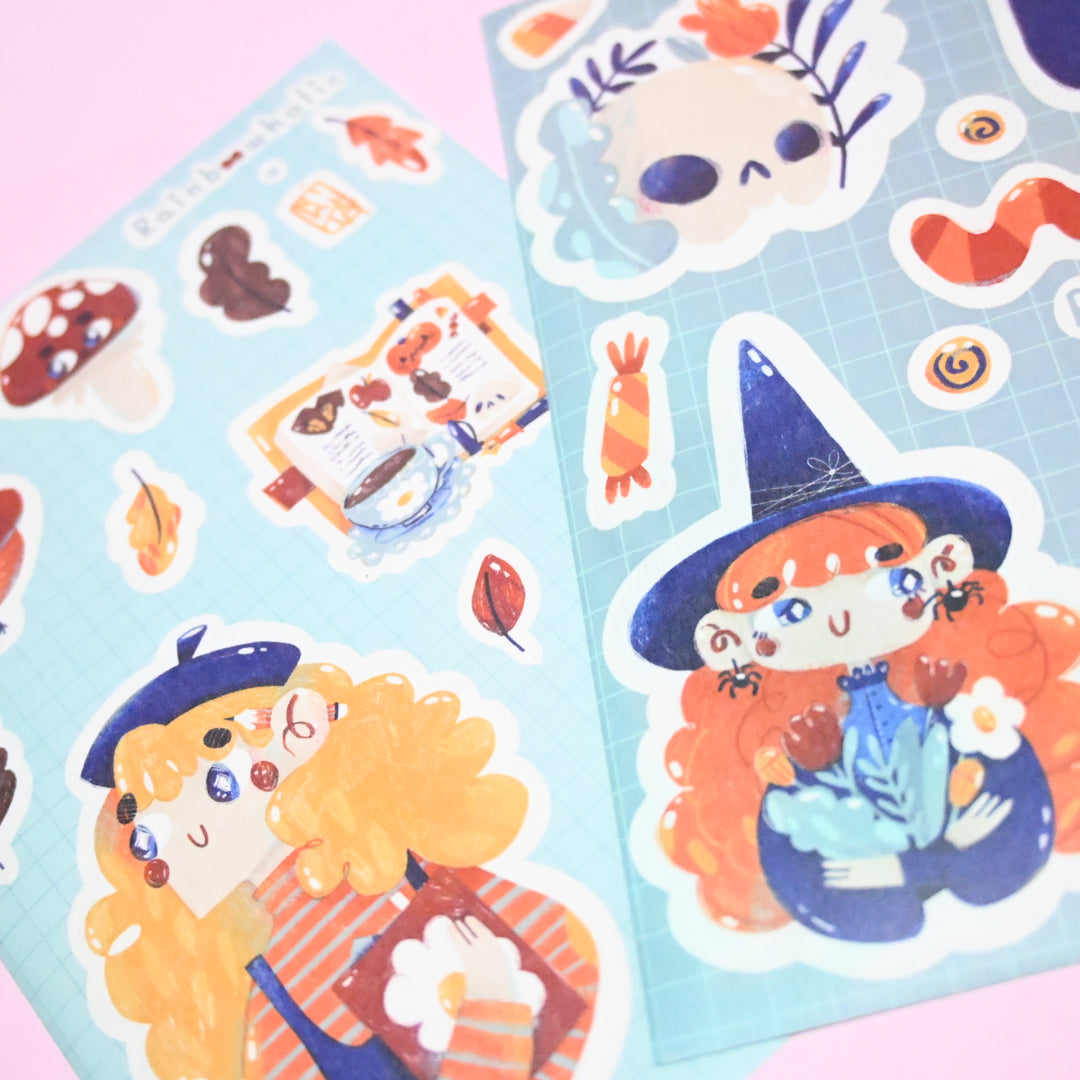 (ST015) Juego de pegatinas originales de la colaboración Rainbowholic x Nikita "Cozy Autumn" (2 hojas)