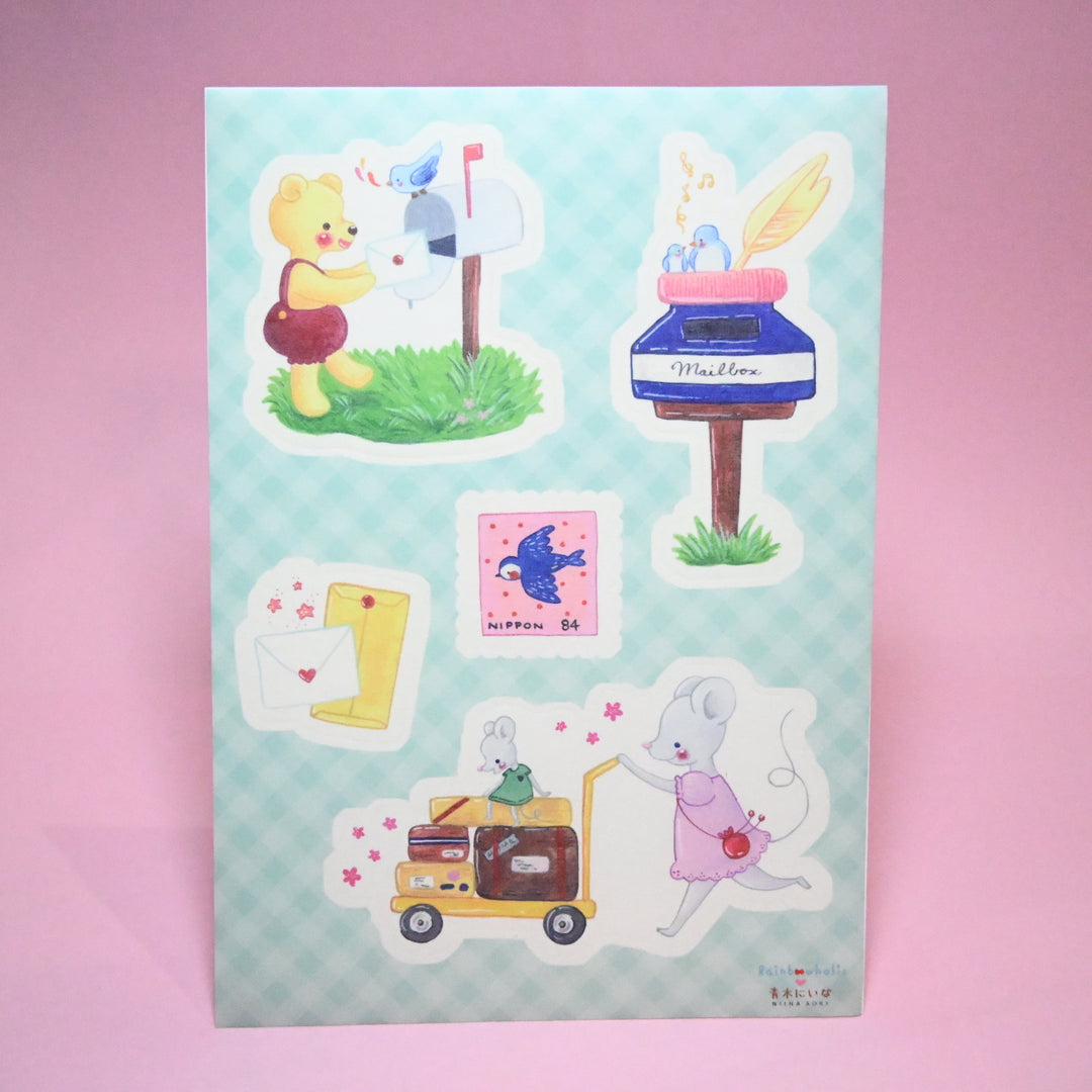 (ST011) Juego de pegatinas Happy Mail de Rainbowholic x Niina Aoki (2 hojas)