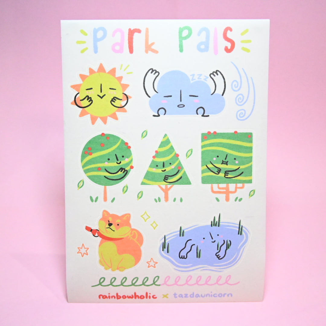 (ST005) Juego de pegatinas originales Rainbowholic x Tazdaunicorn "Un día en el parque" (2 hojas)