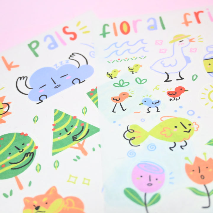 (ST005) Juego de pegatinas originales Rainbowholic x Tazdaunicorn "Un día en el parque" (2 hojas)