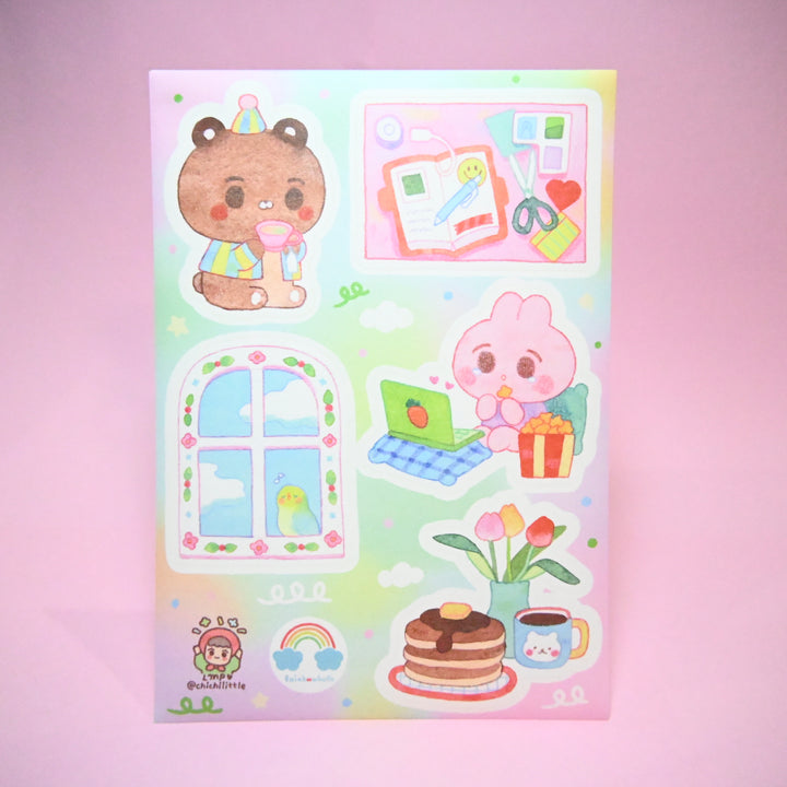 (ST035) Rainbowholic x Chichilittle Kawaii Daily Life Sticker Set (2 sheets)