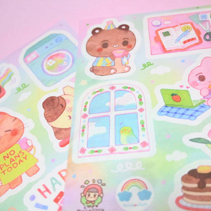 (ST035) Rainbowholic x Chichilittle Kawaii Daily Life Sticker Set (2 sheets)