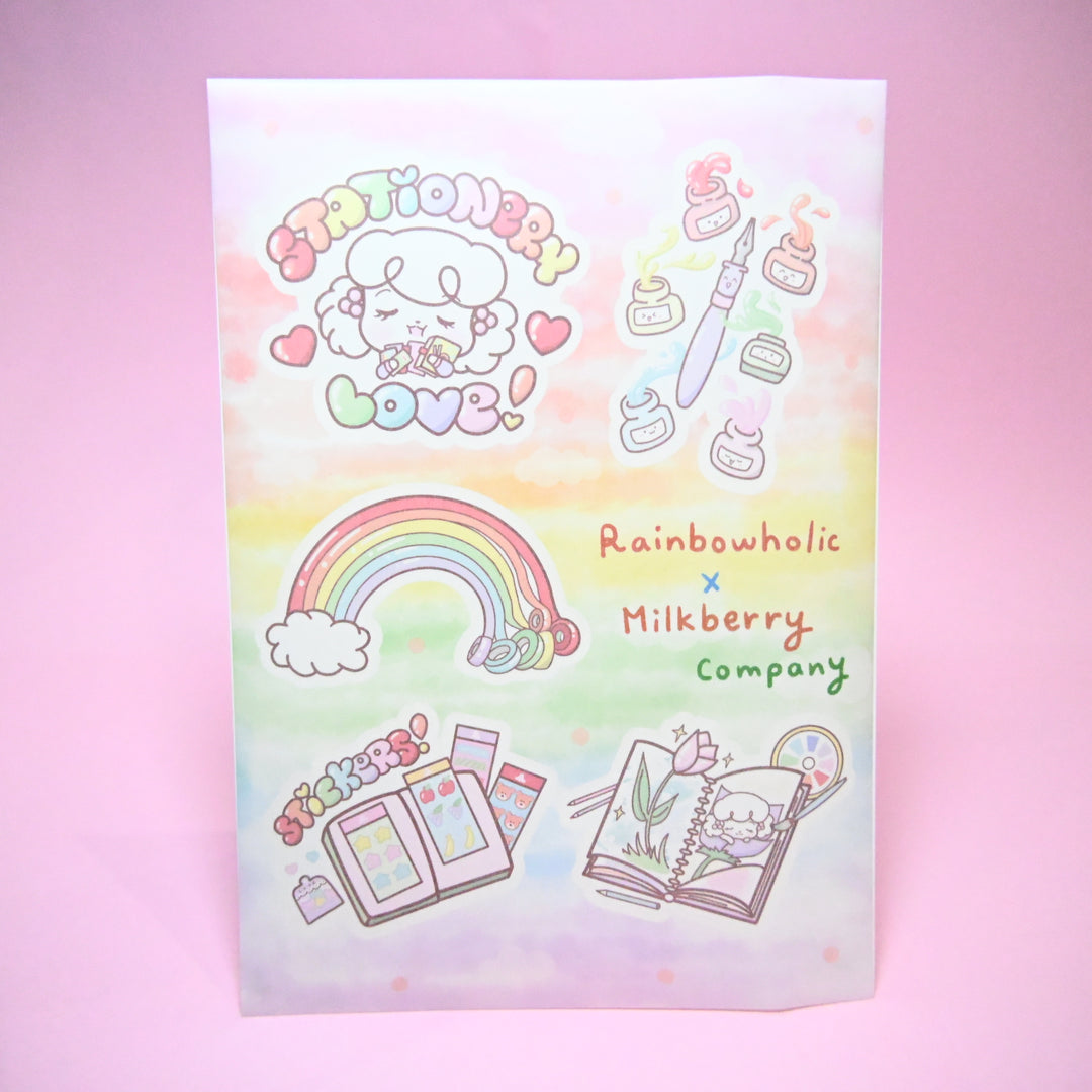 (ST039) Rainbowholic x MilkBerry Company Collaboration Stationery Love Sticker Set (2 sheets)