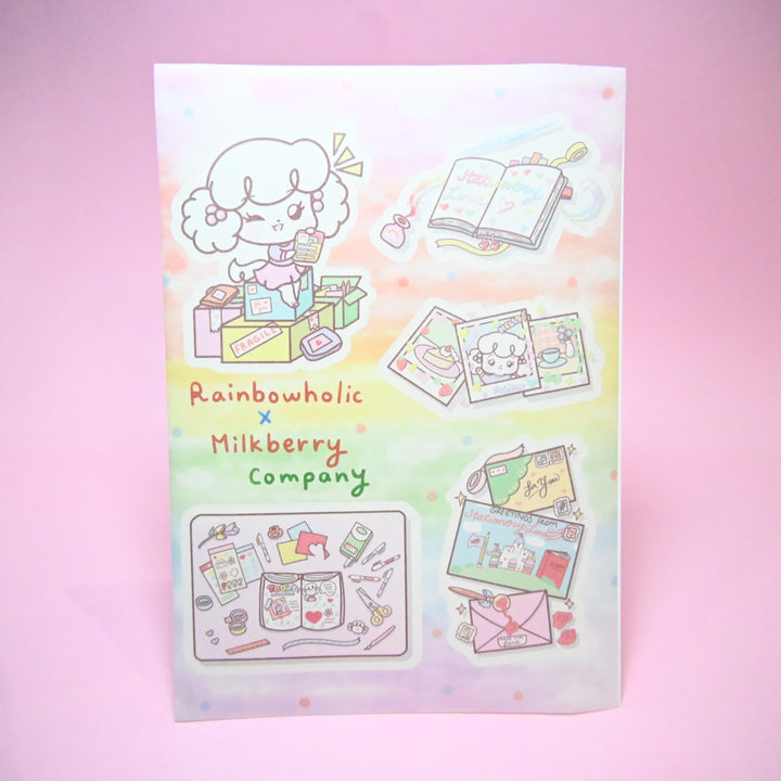 (ST039) Rainbowholic x MilkBerry Company Collaboration Stationery Love Sticker Set (2 sheets)