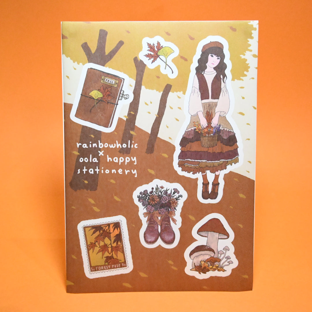 (ST045) Original Rainbowholic x Oola Happy Stationery Collaboration Autumn & Halloween Sticker Set (2 sheets)