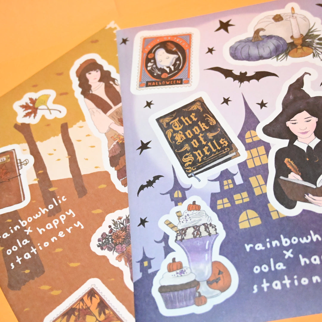(ST045) Original Rainbowholic x Oola Happy Stationery Collaboration Autumn & Halloween Sticker Set (2 sheets)