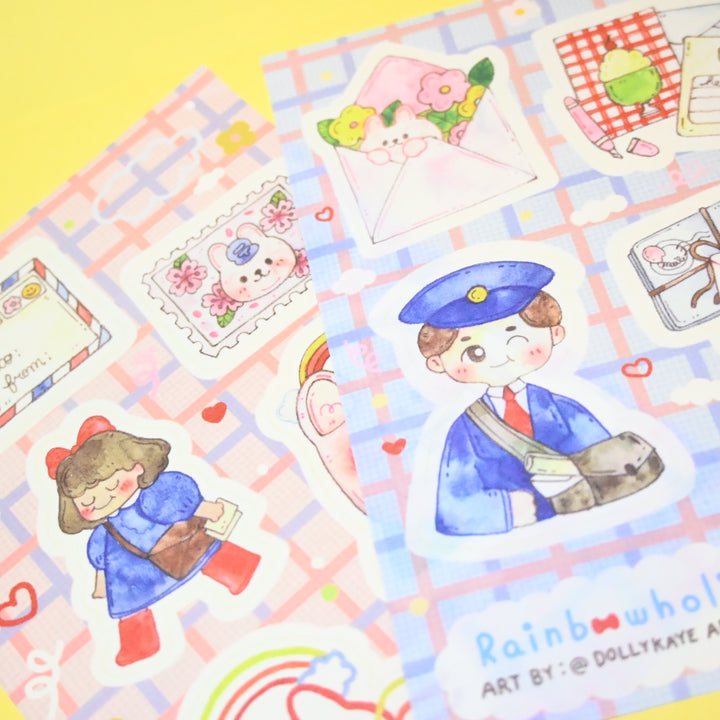(ST053) Rainbowholic x Dolly Kaye Art "Happy Mail Time" Sticker Set (2 sheets)