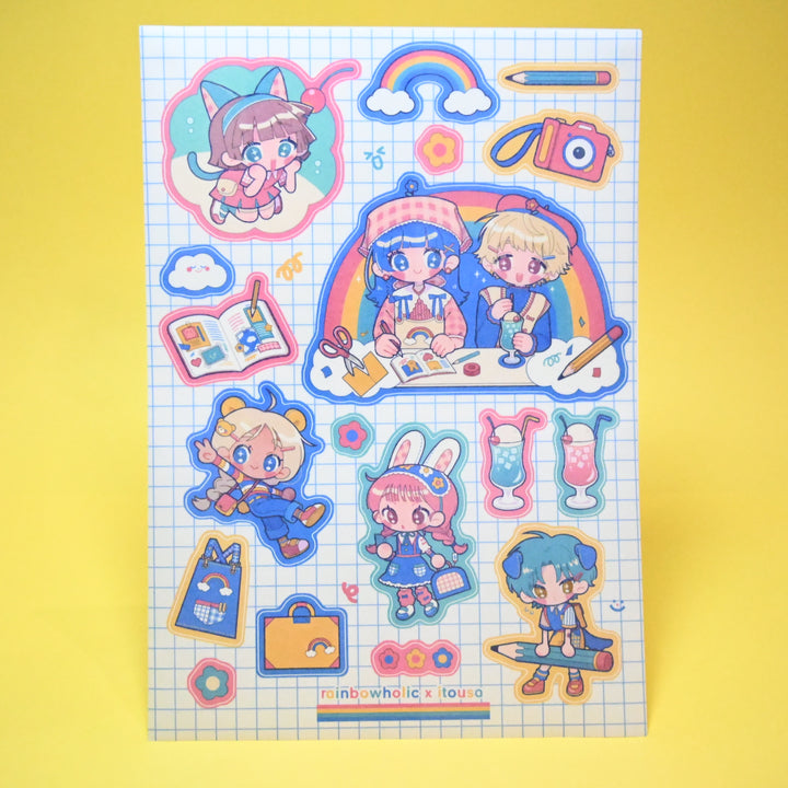 (ST065) Rainbowholic x itousa Bungu Kissa & Playground A5 Sticker Sheet Set (2 sheets)