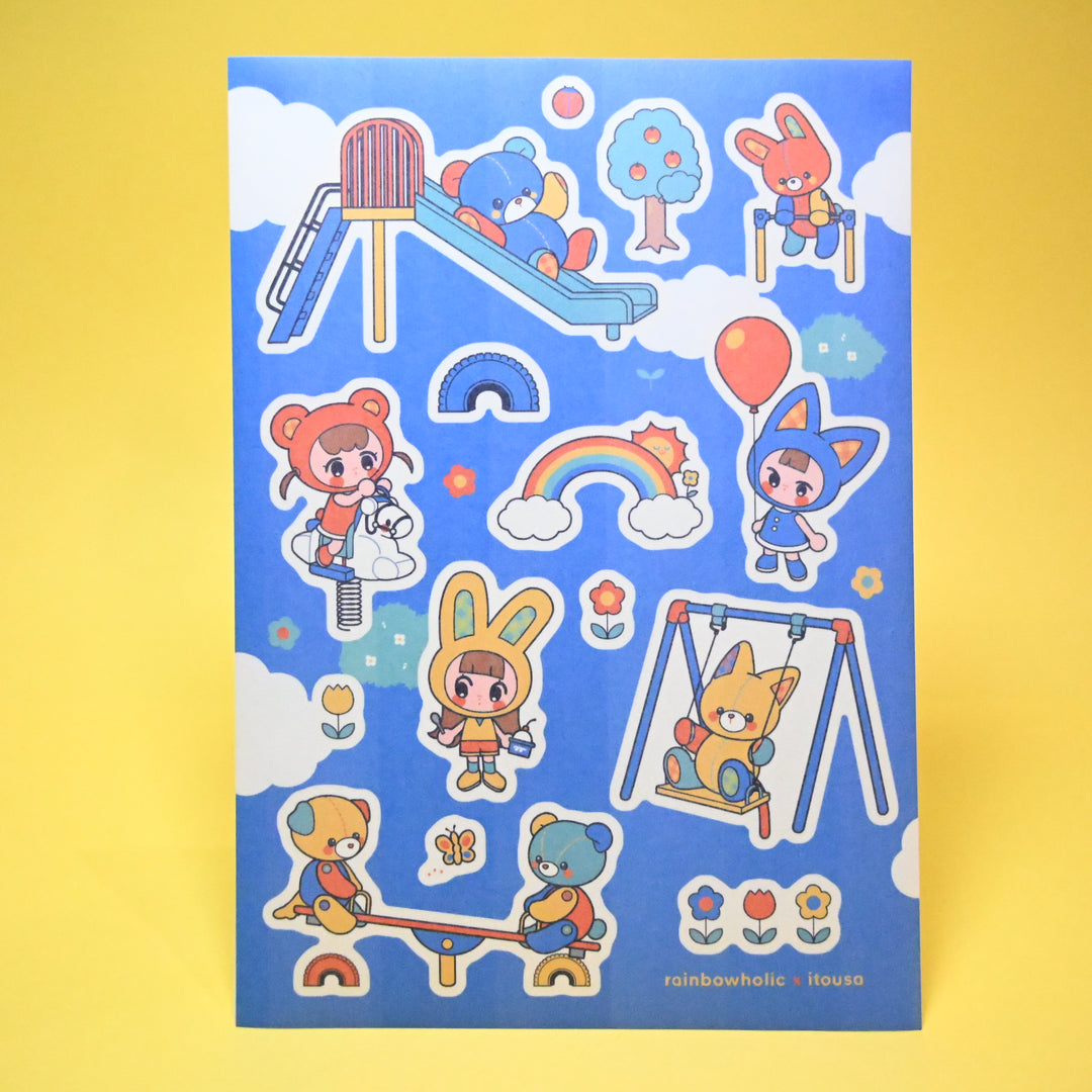 (ST065) Rainbowholic x itousa Bungu Kissa & Playground A5 Sticker Sheet Set (2 sheets)