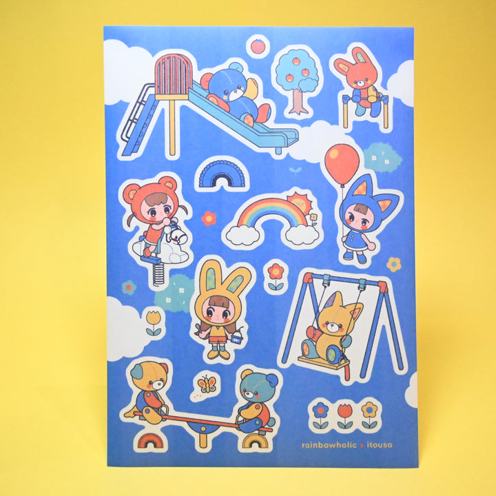 (ST065) Rainbowholic x itousa Bungu Kissa & Playground A5 Sticker Sheet Set (2 sheets)