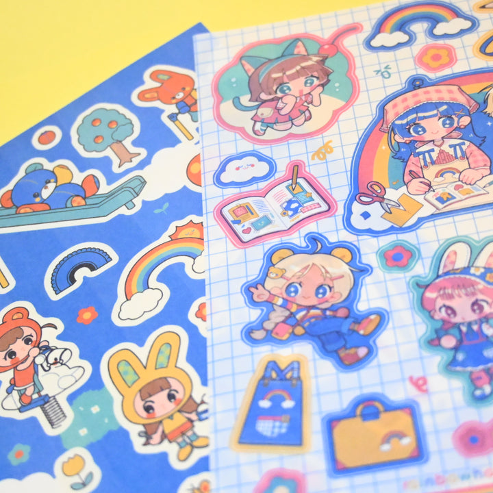 (ST065) Rainbowholic x itousa Bungu Kissa & Playground A5 Sticker Sheet Set (2 sheets)