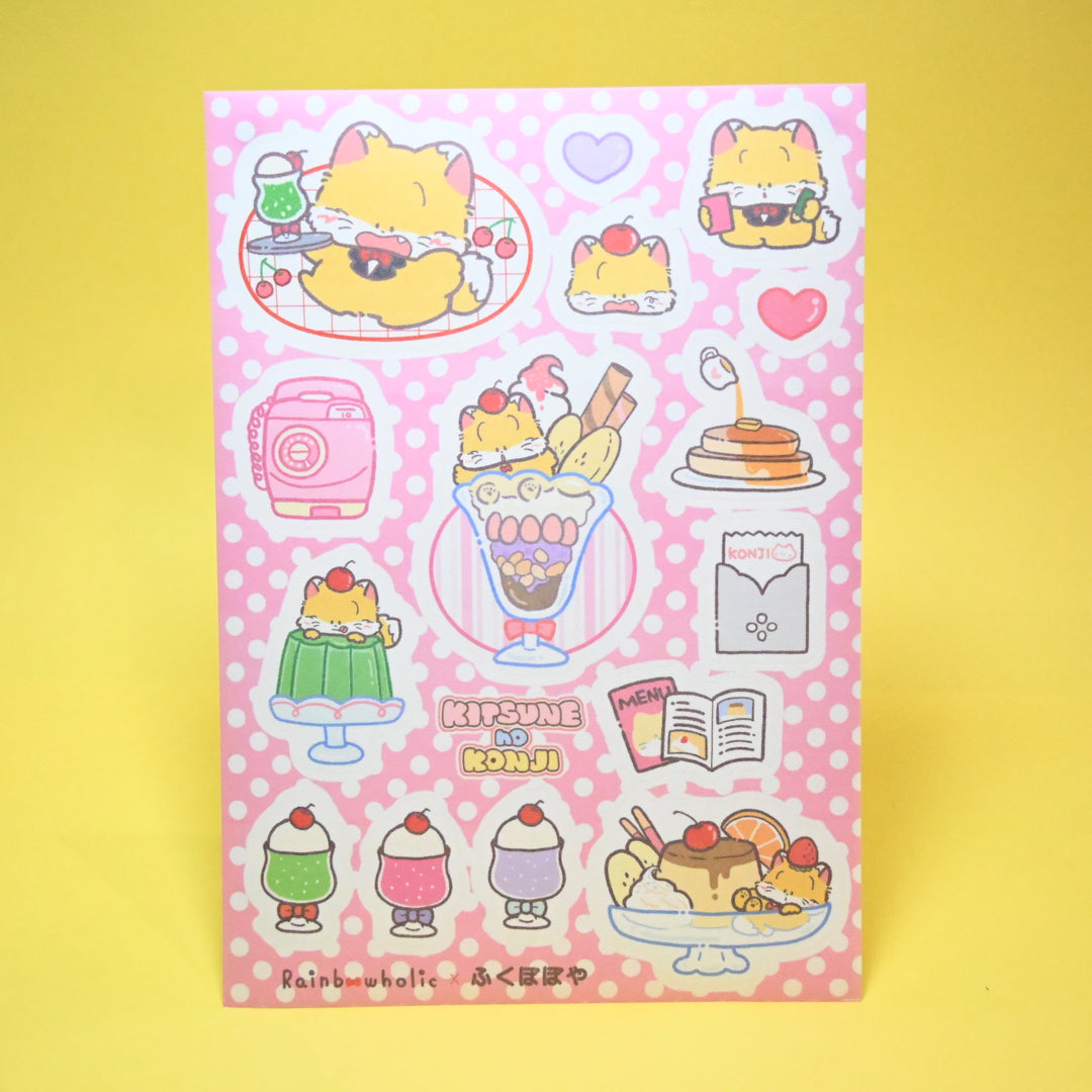 (ST067) Rainbowholic x Fukupopoya Bungu Kissa & Bakery A5 Sticker Sheet Set (2 sheets)