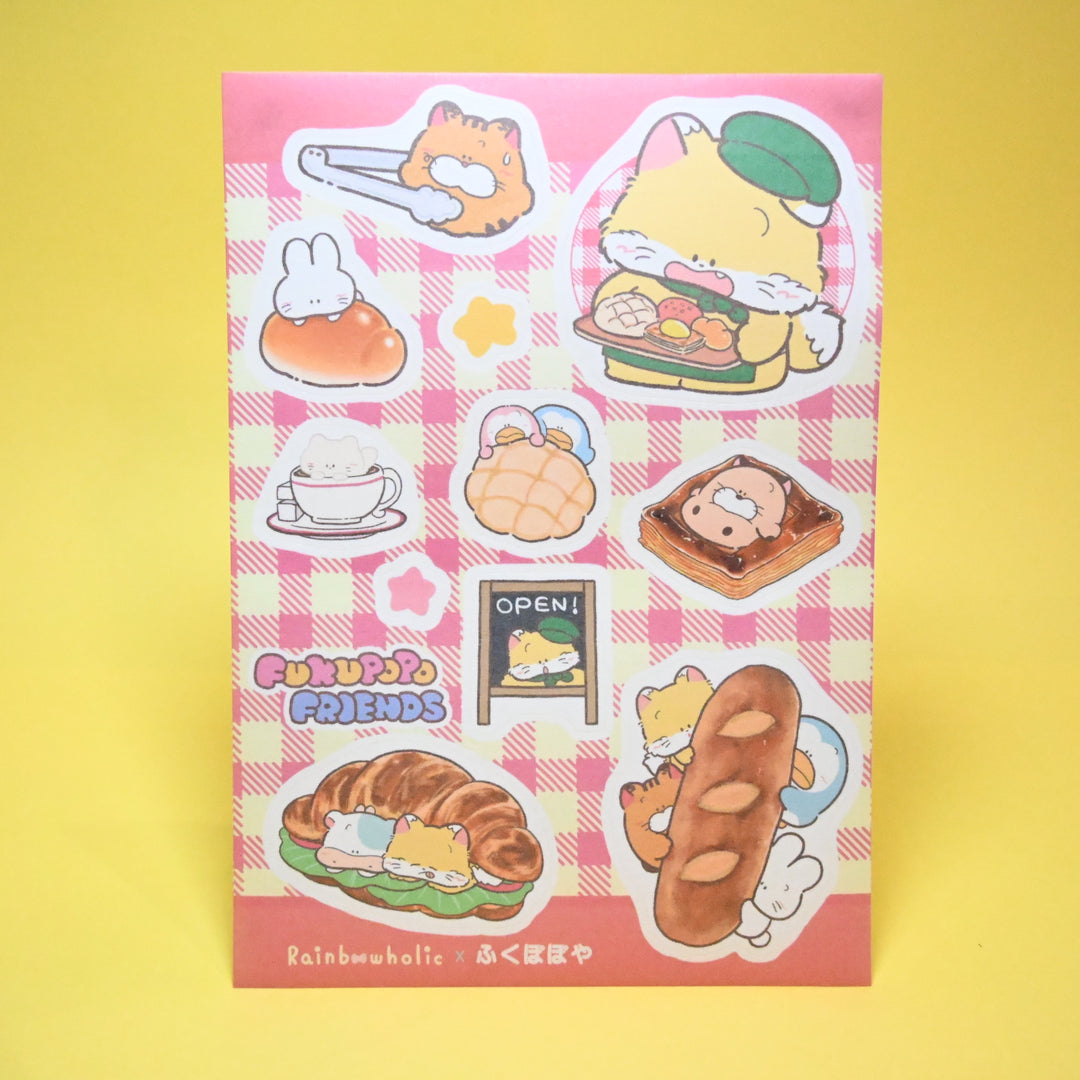 (ST067) Rainbowholic x Fukupopoya Bungu Kissa & Bakery A5 Sticker Sheet Set (2 sheets)