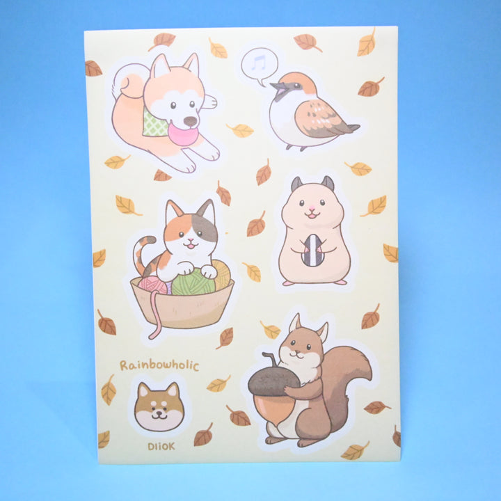 (ST068) Rainbowholic x DLIOK Kawaii Animals A5 Sticker Set (2 sheets)