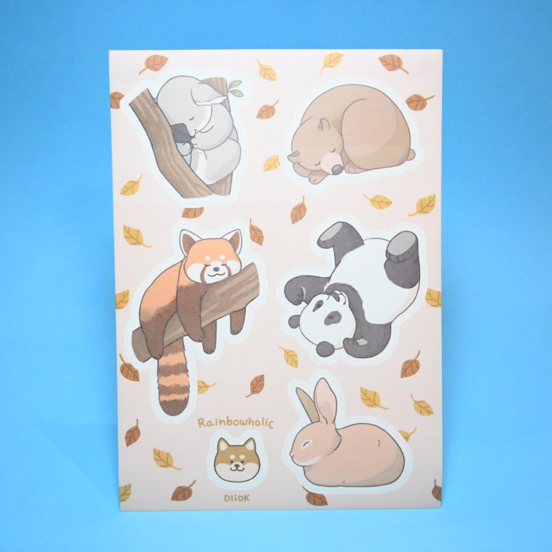 (ST068) Rainbowholic x DLIOK Kawaii Animals A5 Sticker Set (2 sheets)