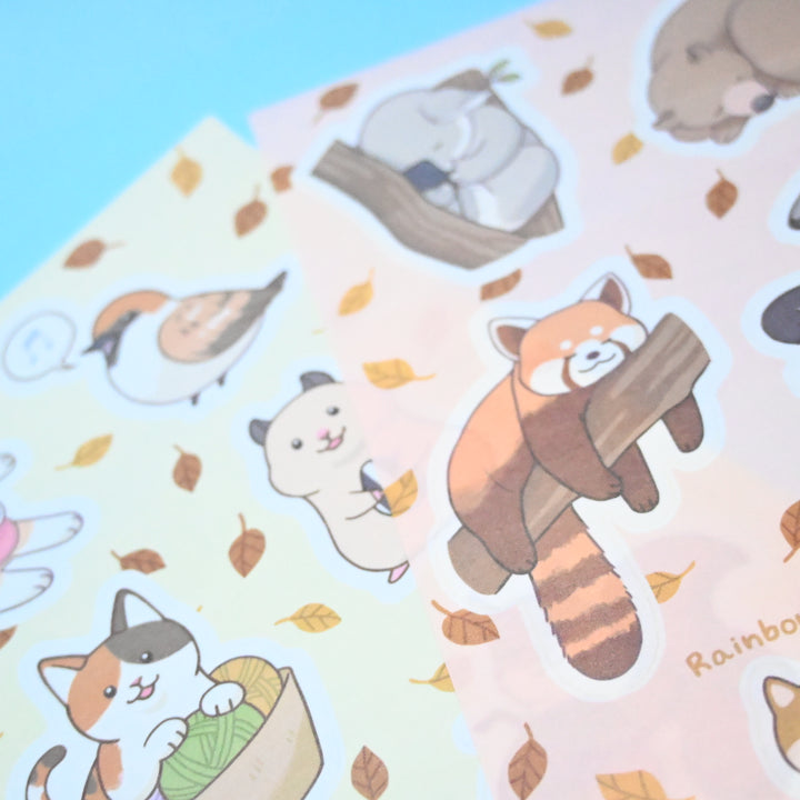 (ST068) Rainbowholic x DLIOK Kawaii Animals A5 Sticker Set (2 sheets)