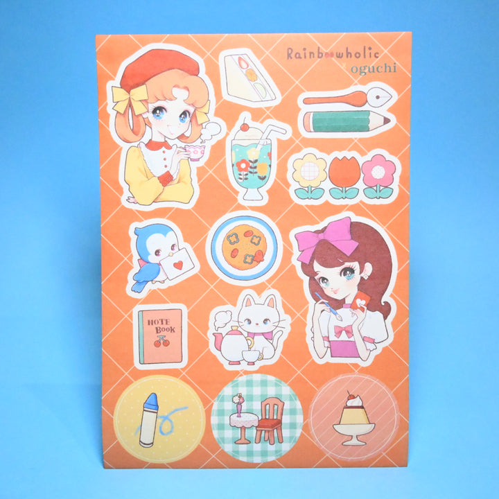 (ST064) Rainbowholic x oguchi Bungu Kissa & Bakery A5 Sticker Sheet Set (2 sheets)
