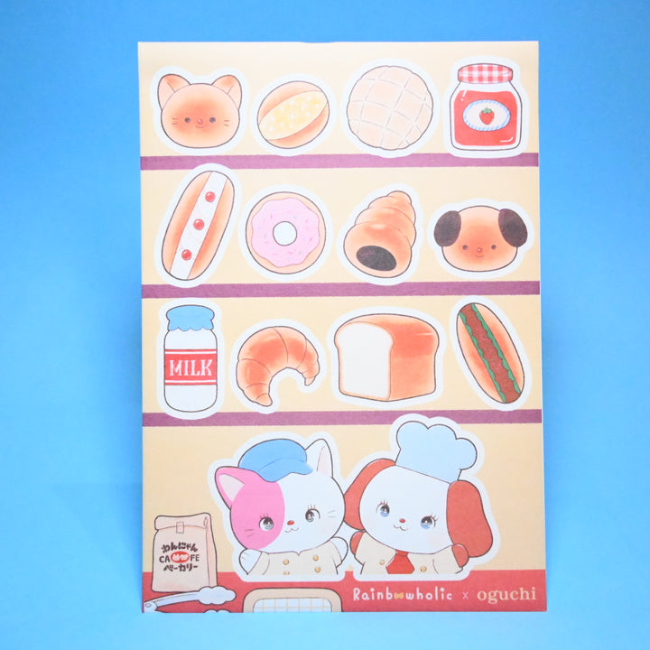 (ST064) Rainbowholic x oguchi Bungu Kissa & Bakery A5 Sticker Sheet Set (2 sheets)