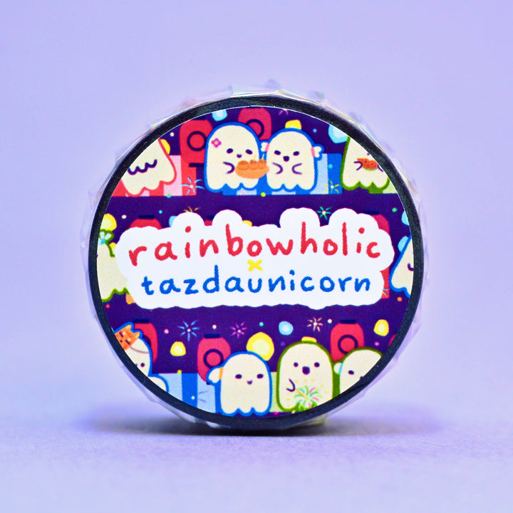 (MT153) Rainbowholic x Tazdaunicorn Spooky Matsuri Washi Tape 1.5cm