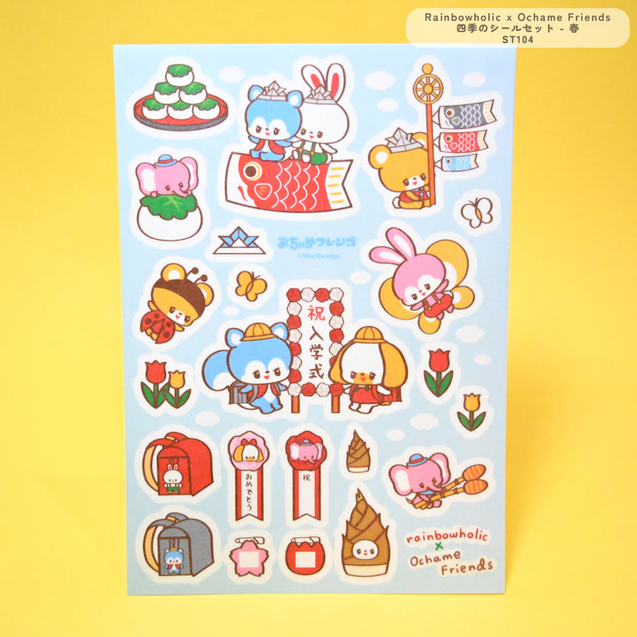 Rainbowholic x Ochame Friends Four Seasons A5 Sticker Sheets