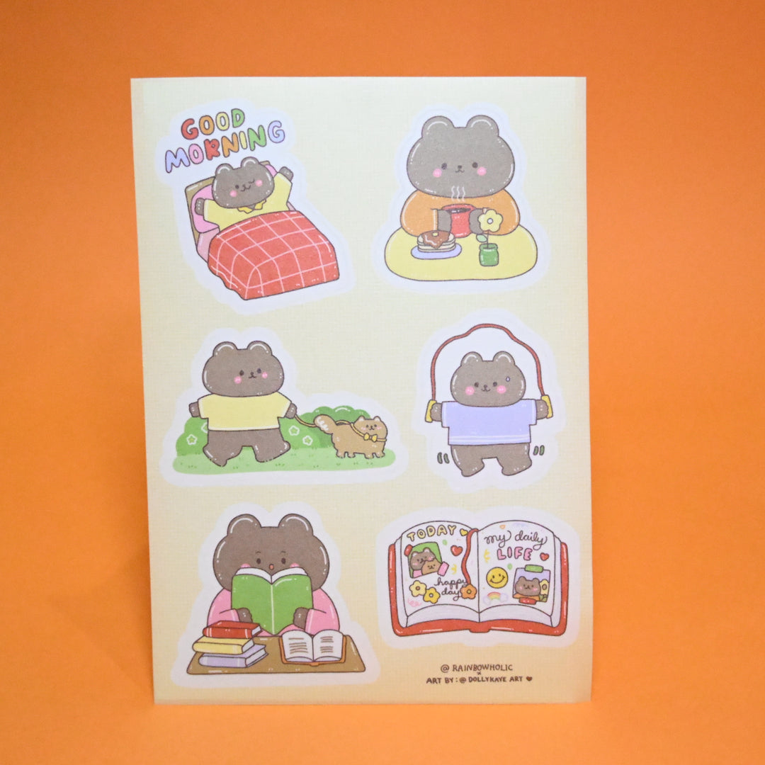 (DK003) Rainbowholic x Dolly Kaye Art Daily Bear A6 Sticker