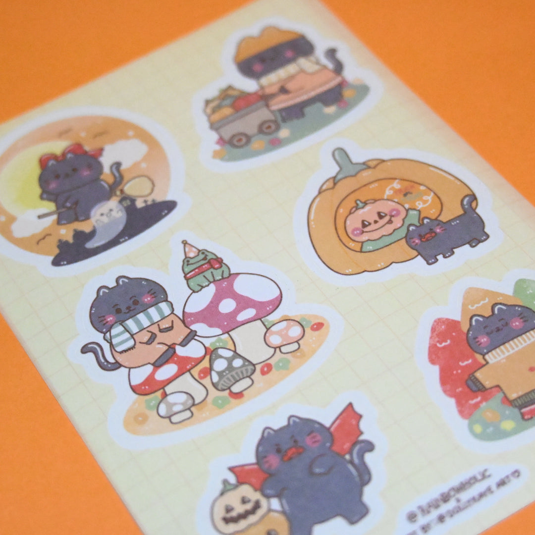 (DK010) Rainbowholic x Dolly Kaye Halloween Cat A6 Sticker