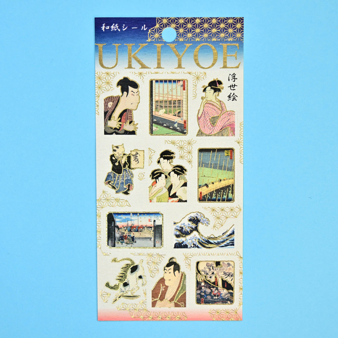 Hyogensha Ukiyoe Foiled Washi Sticker Sheet
