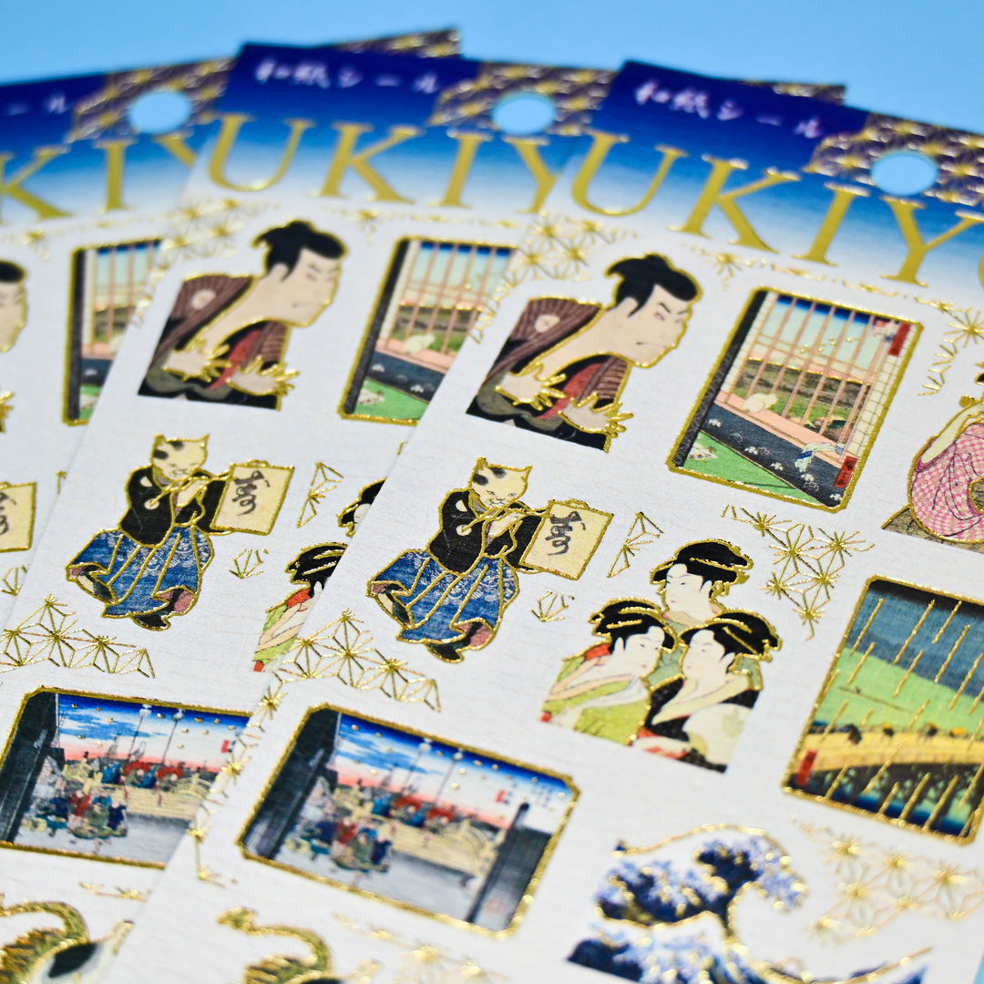 Hyogensha Ukiyoe Foiled Washi Sticker Sheet
