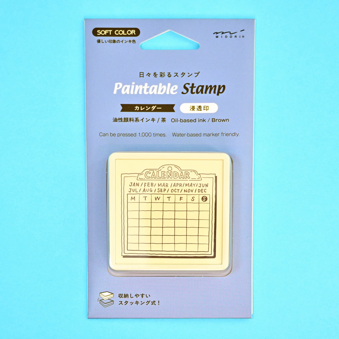 midori Calendar Self-Inking Stamp Brown