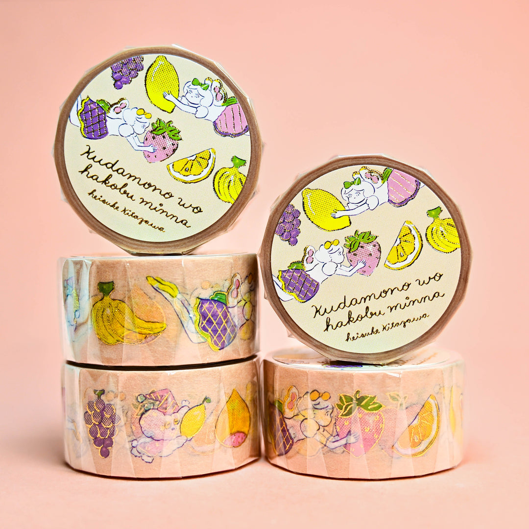 cozyca Heisuke Kitazawa Everyone Carrying Fruits Washi Tape 2cm