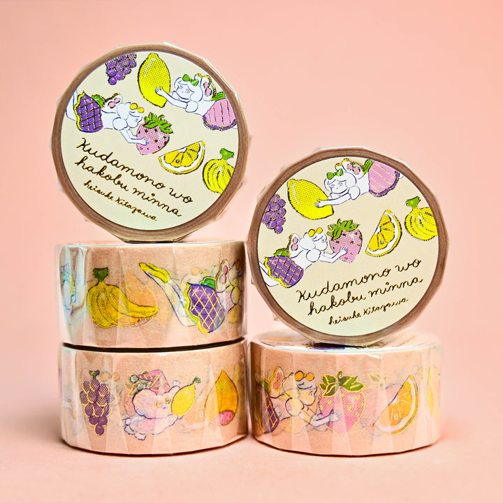 cozyca Heisuke Kitazawa Everyone Carrying Fruits Washi Tape 2cm