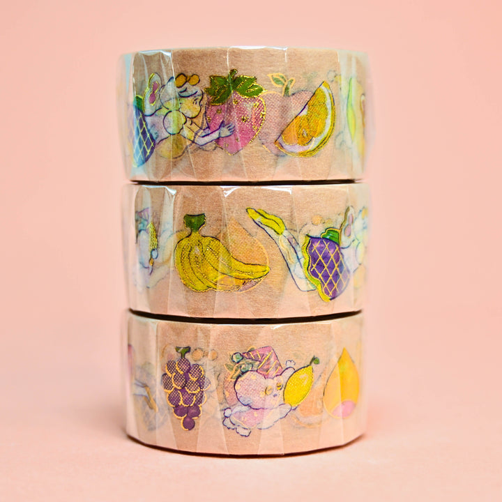 cozyca Heisuke Kitazawa Everyone Carrying Fruits Washi Tape 2cm