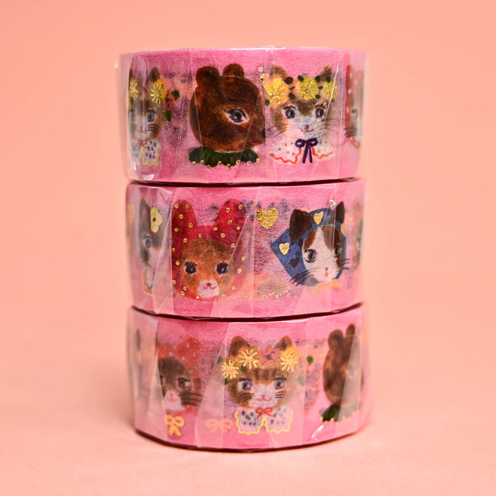 cozyca Aiko Fukawa Niko Niko Cat Pink Washi Tape 2cm