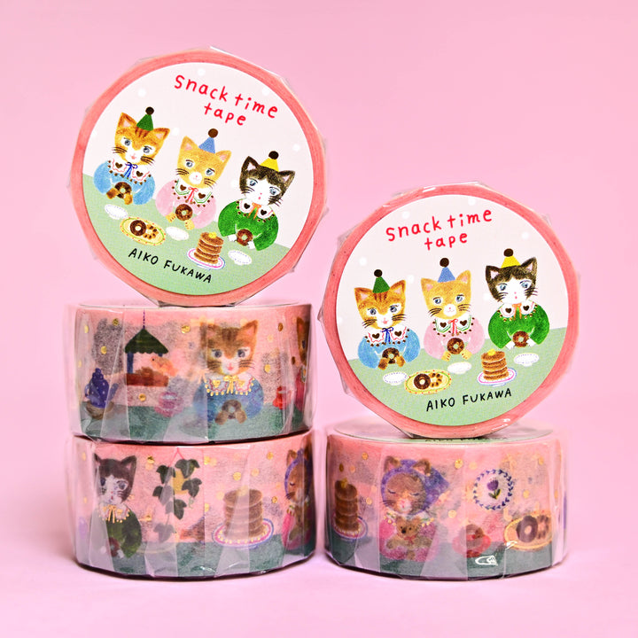 cozyca Aiko Fukawa Snack Time Cat Washi Tape 2cm