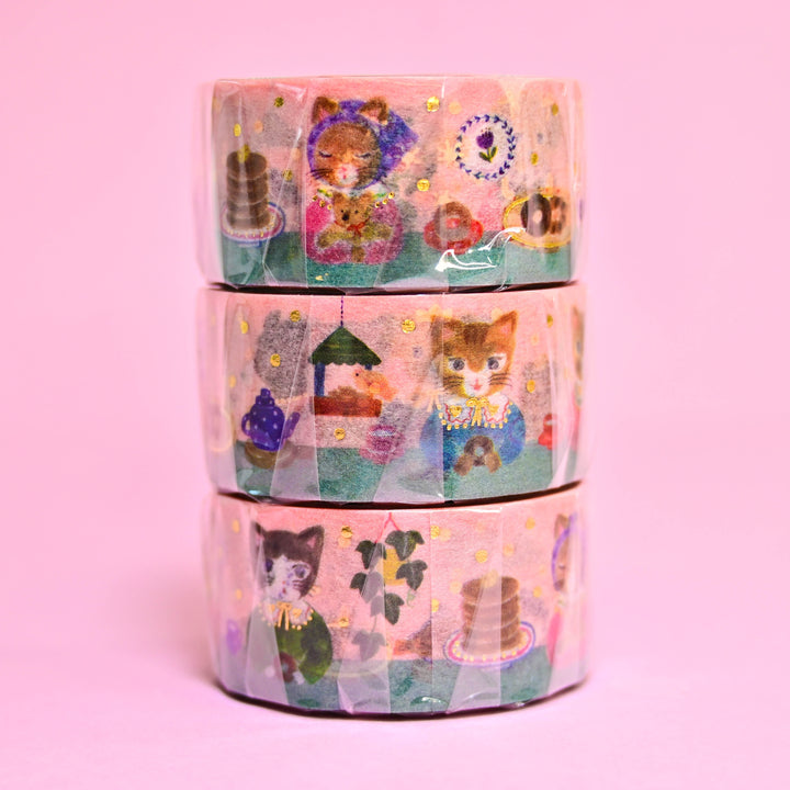 cozyca Aiko Fukawa Snack Time Cat Washi Tape 2cm